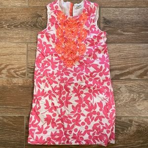 J crew crew cuts size 6 pink and orange dress with flowers and detailing.